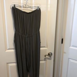 Olive green strapless jumpsuit